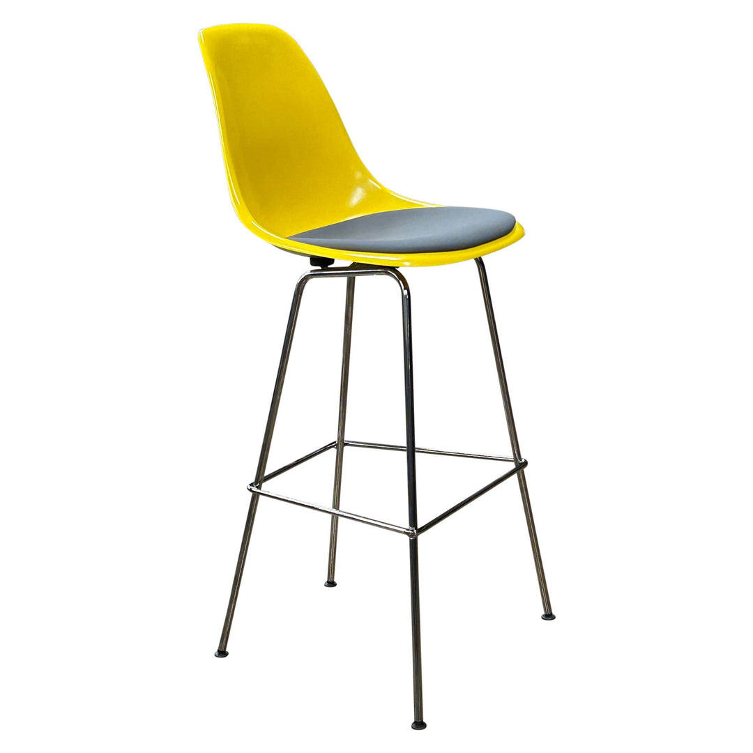 Herman Miller Eames Molded Plastic Stool with Seat Pad, Yellow - Preowned