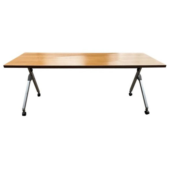 Okamura Flaptor Mobile Training Table, Natural Oak - Preowned