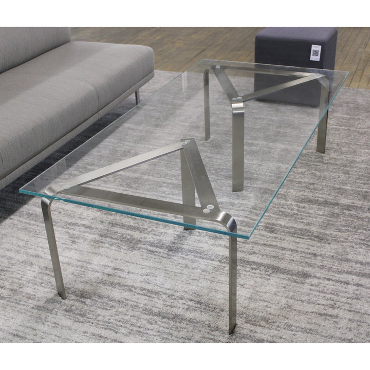 Modern Glass Table w/Chrome Base - Preowned