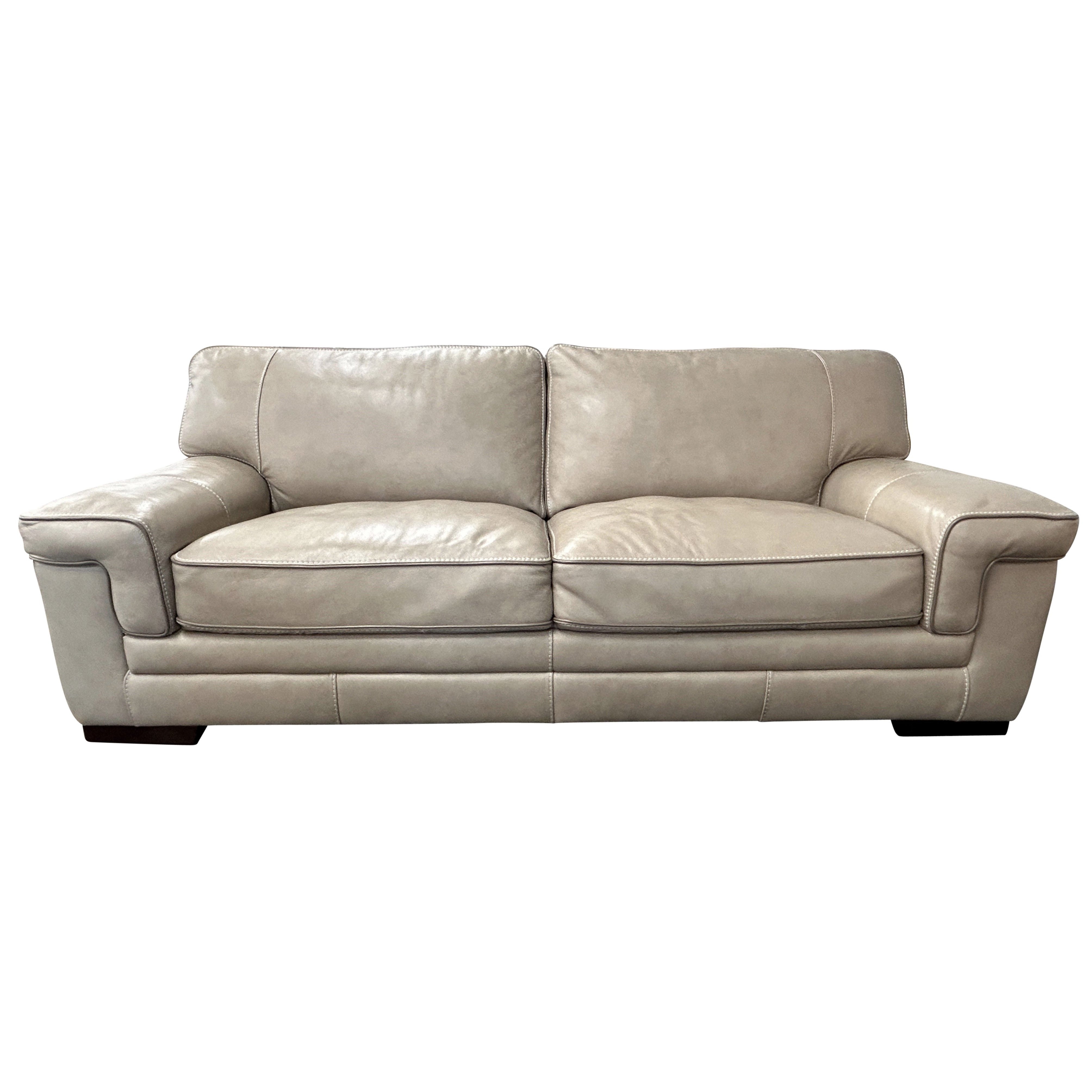 Simon Li Contemporary Macco Leather Loveseat Longhorn Wheat Preowne Rework Office Furniture