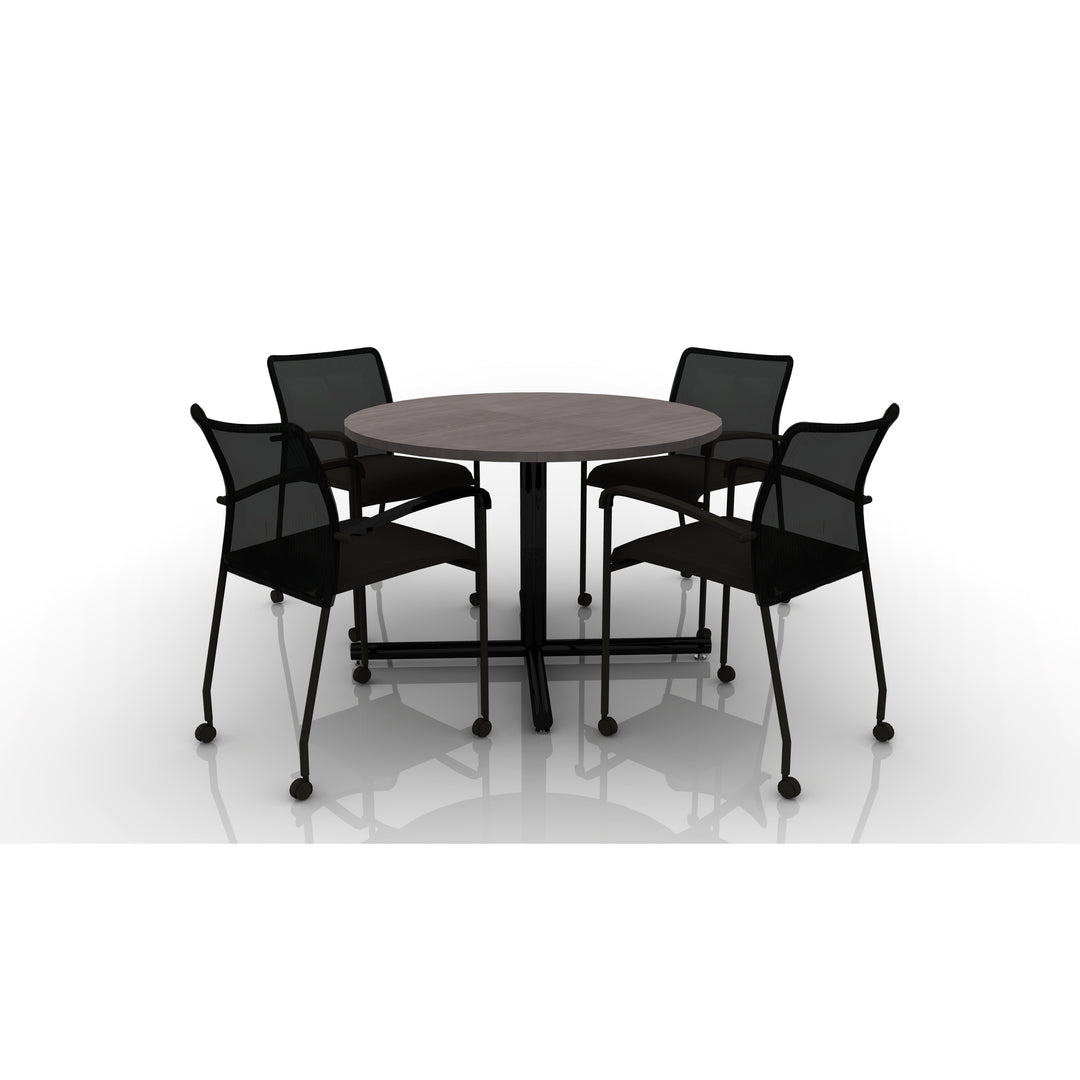 42in Round Table with Match Mobile Chairs - New