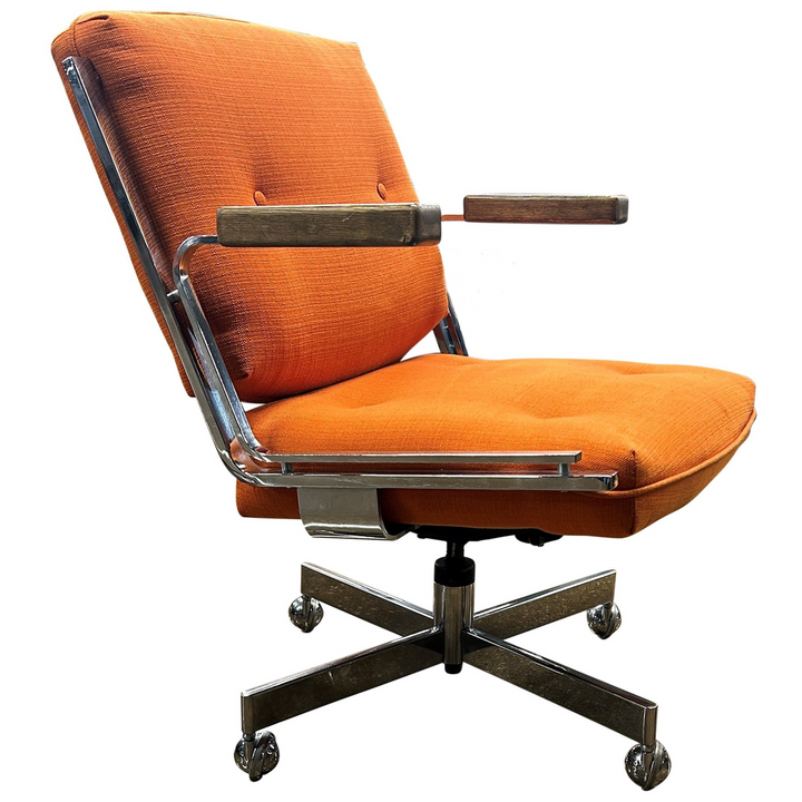 Faultless Doerner Classic Swivel Arm Chair, Orange - Preowned