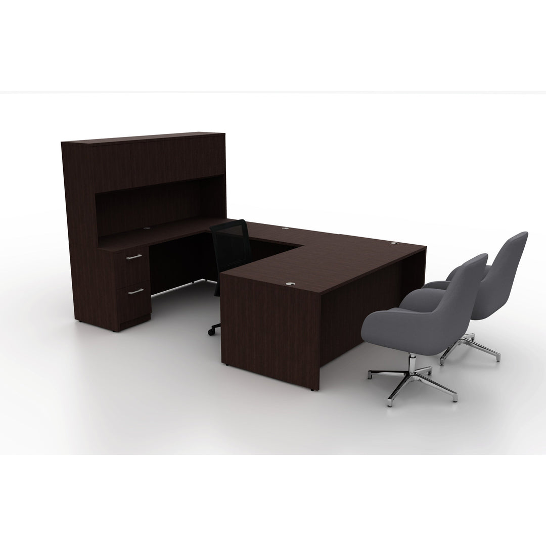 Pivit Casegoods U Desk Bundle with Lucky and Hudson Chairs - New