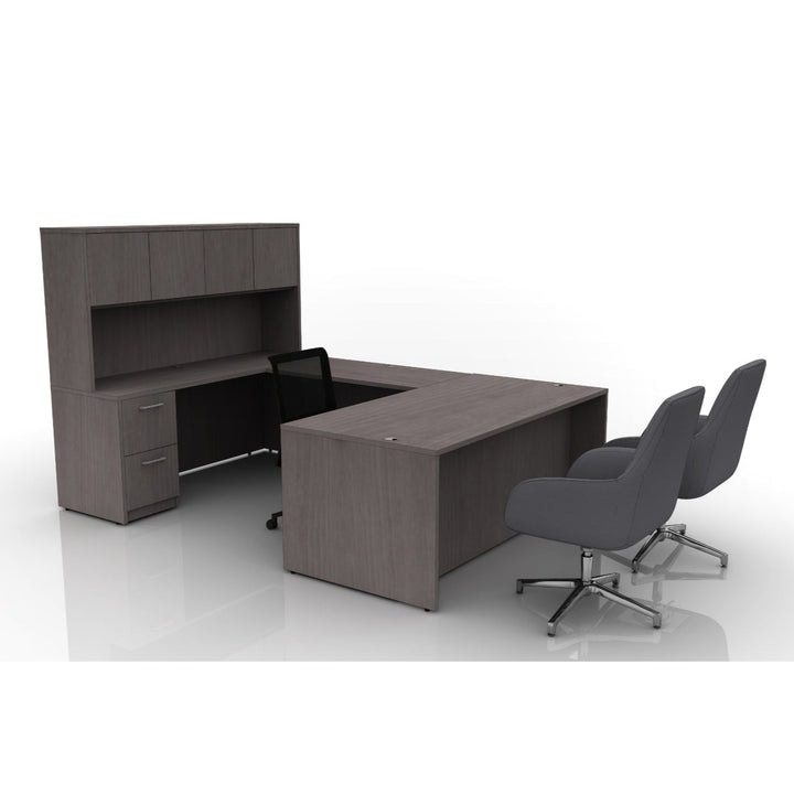 Pivit Casegoods U Desk Bundle with Lucky and Hudson Chairs - New