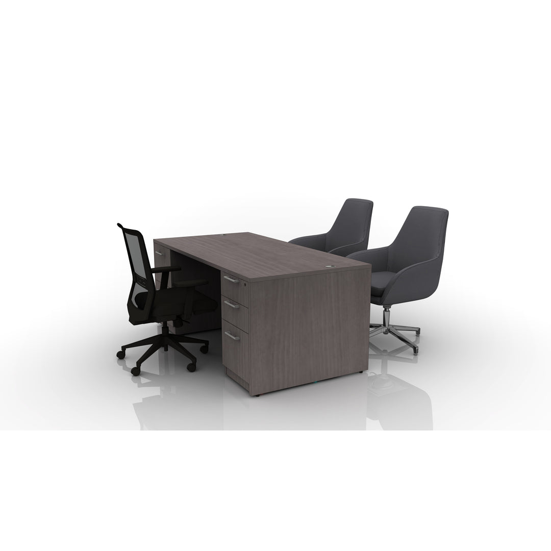 Pivit Casegoods Straight Desk Bundle with Lucky and Hudson Chairs - New
