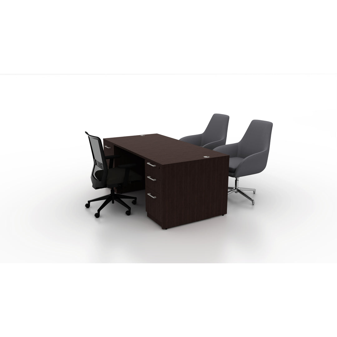Pivit Casegoods Straight Desk Bundle with Lucky and Hudson Chairs - New
