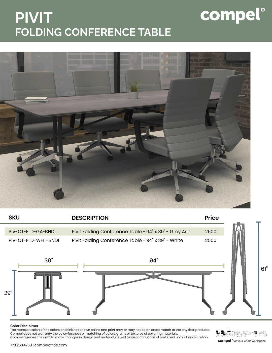 Compel Pivit Folding Conference Table