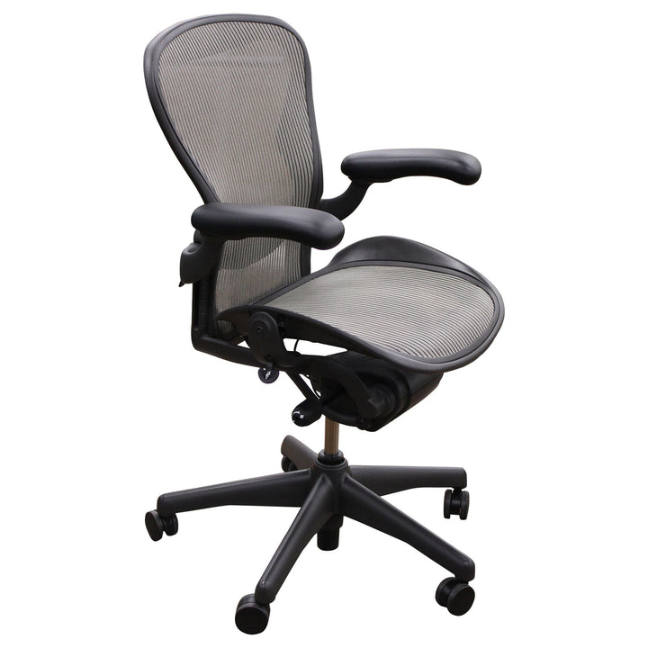 Herman Miller Aeron Size A Task Chair, Fully Functional Arms, Grey - Preowned