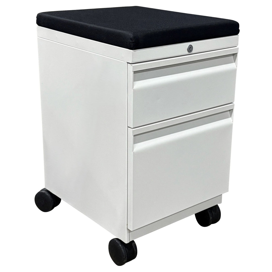 Teknion Mobile Box/File Pedestal w/ Cushion, White - Preowned