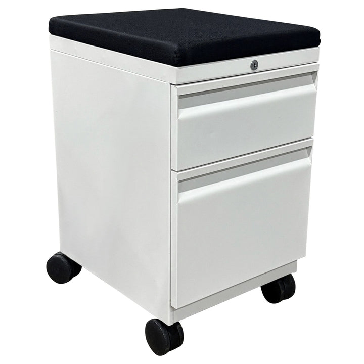 Teknion Mobile Box/File Pedestal w/ Cushion, White - Preowned