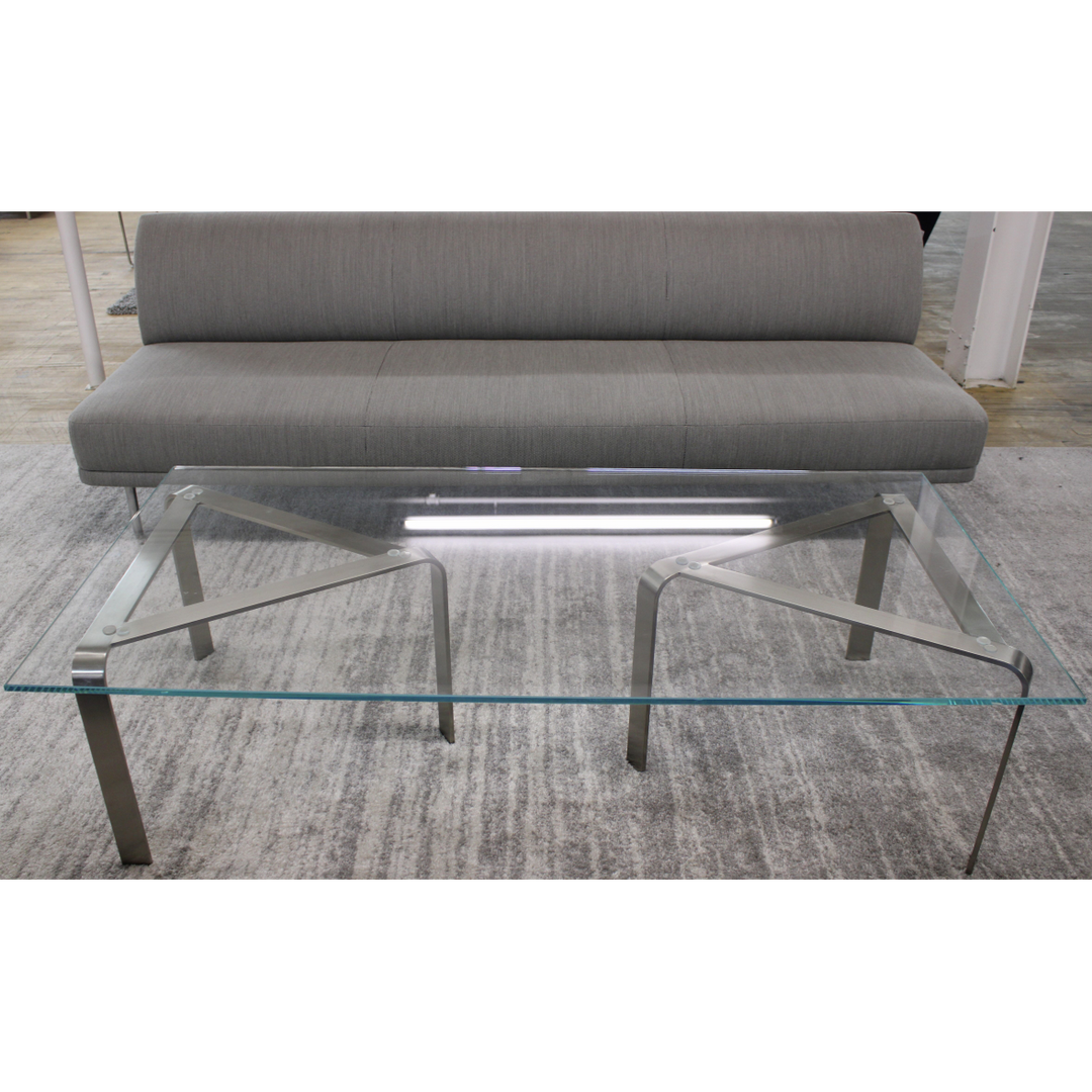 Modern Glass Table w/Chrome Base - Preowned