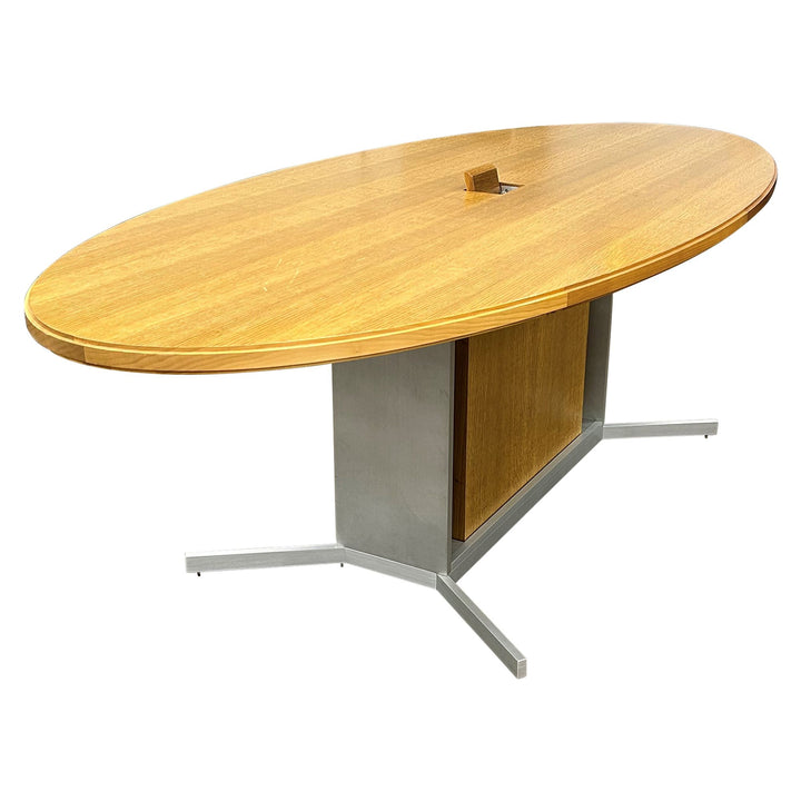 Halcon 96" Oval Conference Table, Golden Oak - Preowned