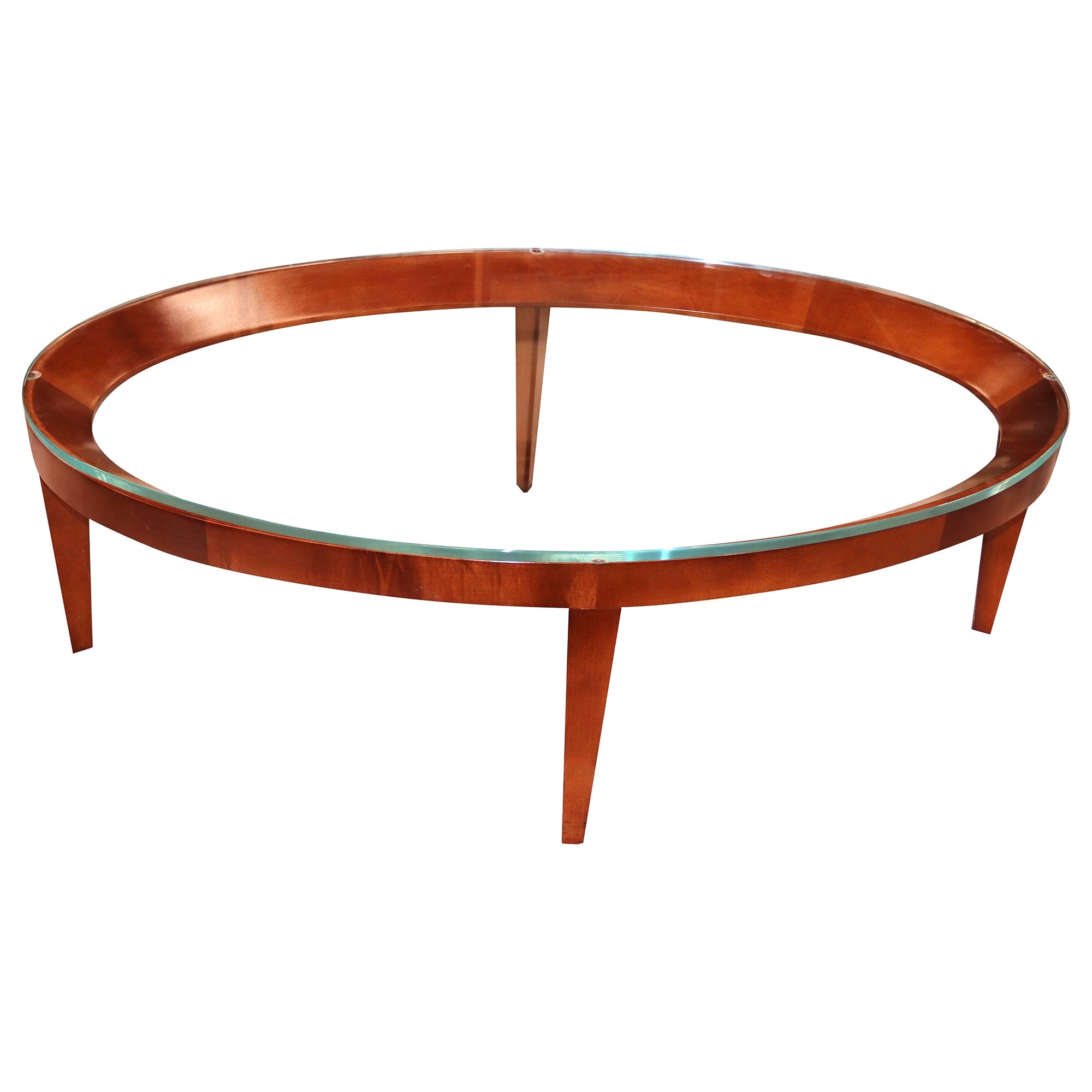 48" Oval Glass Coffee Table, Cherry - Preowned