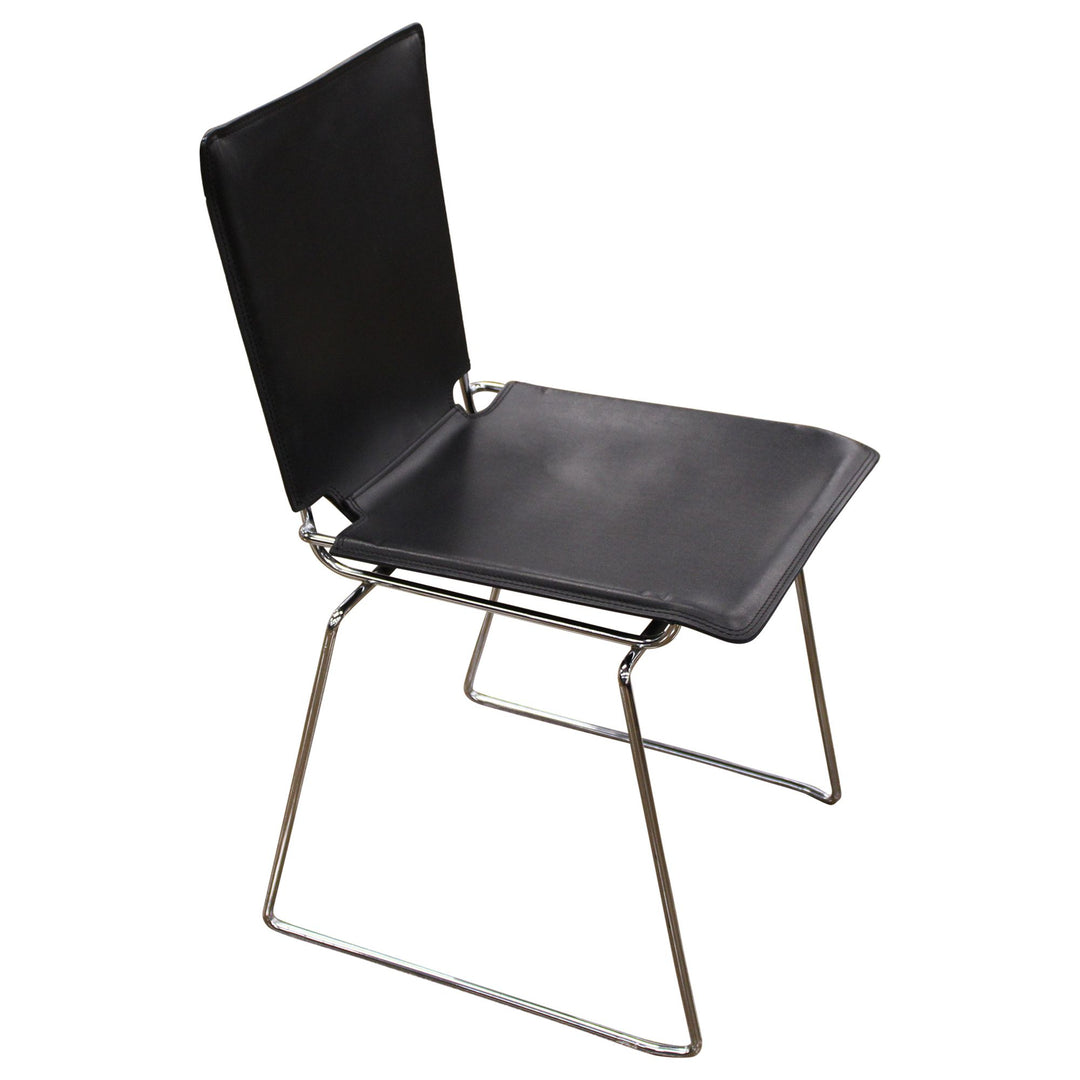 ICF Pelle Contemporary Sled Base Leather Armless Stack Chair - Preowned