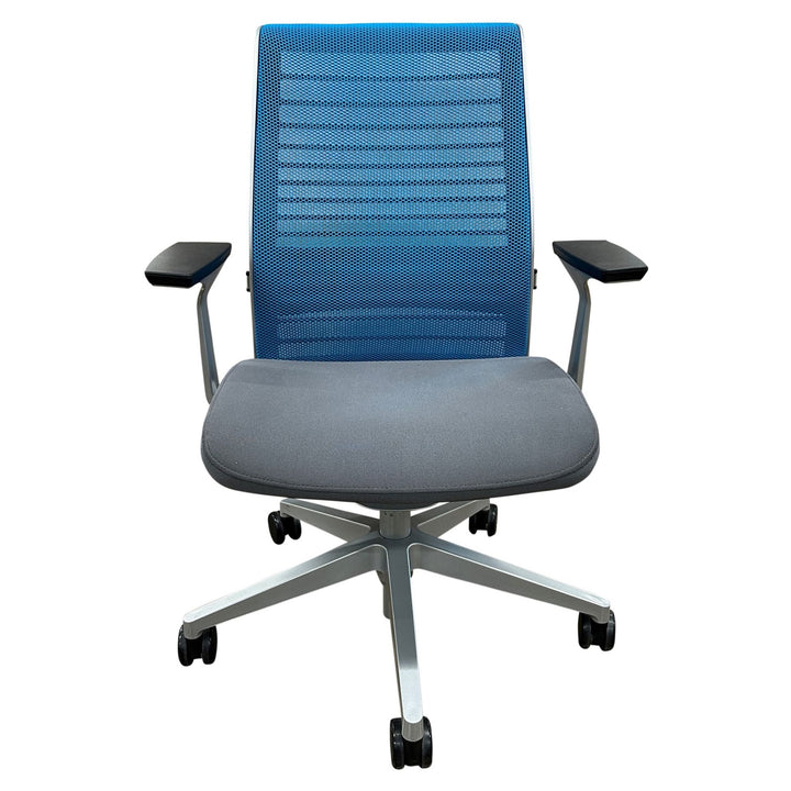 Steelcase Think V2 Fixed Arms Ergonomic Task Chair, Blue - Preowned