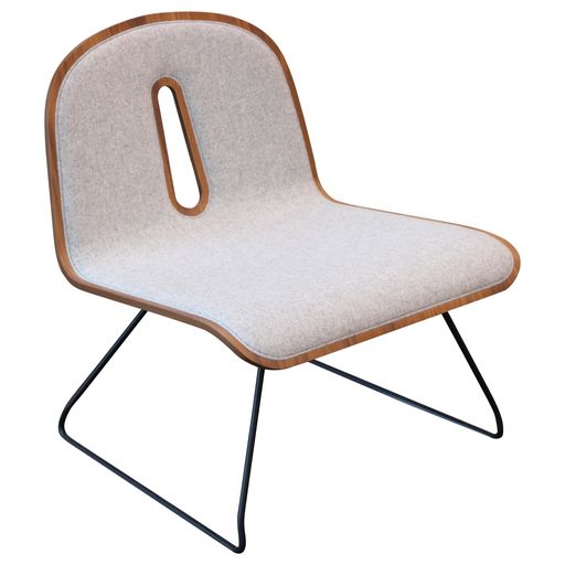 Jane Hamley Wells Gotham Woody SL-1 Lounge Chair, Sled Base, Upholstered - New CLOSEOUT