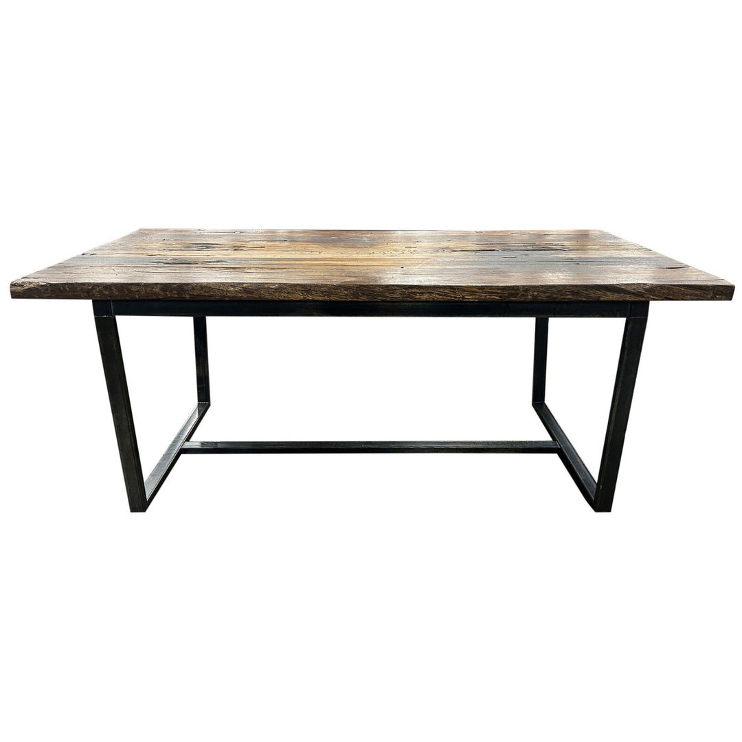 Steel Frame Solid Wood Conference Table, Natural Wood - Preowned