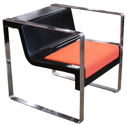 Jane Hamley Wells MEETING POINT Arm Chair,  Black & Orange - New CLOSEOUT