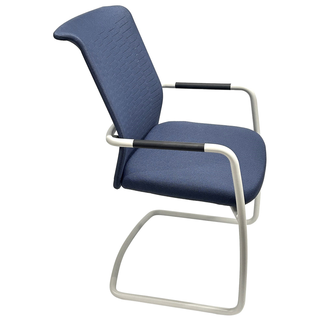 Nienkamper Sled Base Side Chair, Midnight Blue Striped Mesh - Preowned