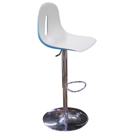 Jane Hamley Wells Gotham T-SG Swivel Chair White/Blue Back with Chrome Base - New CLOSEOUT