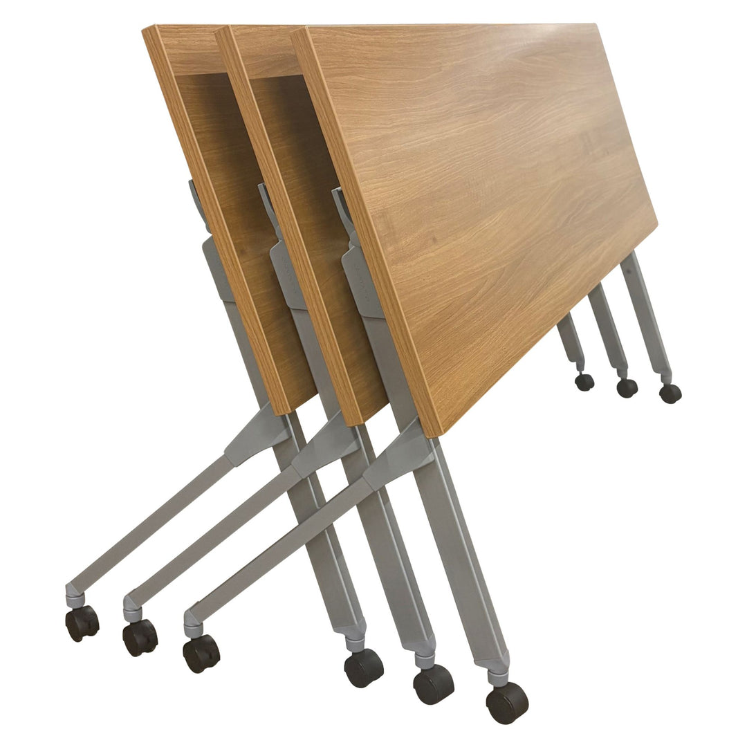 Okamura Flaptor Mobile Training Table, Natural Oak - Preowned