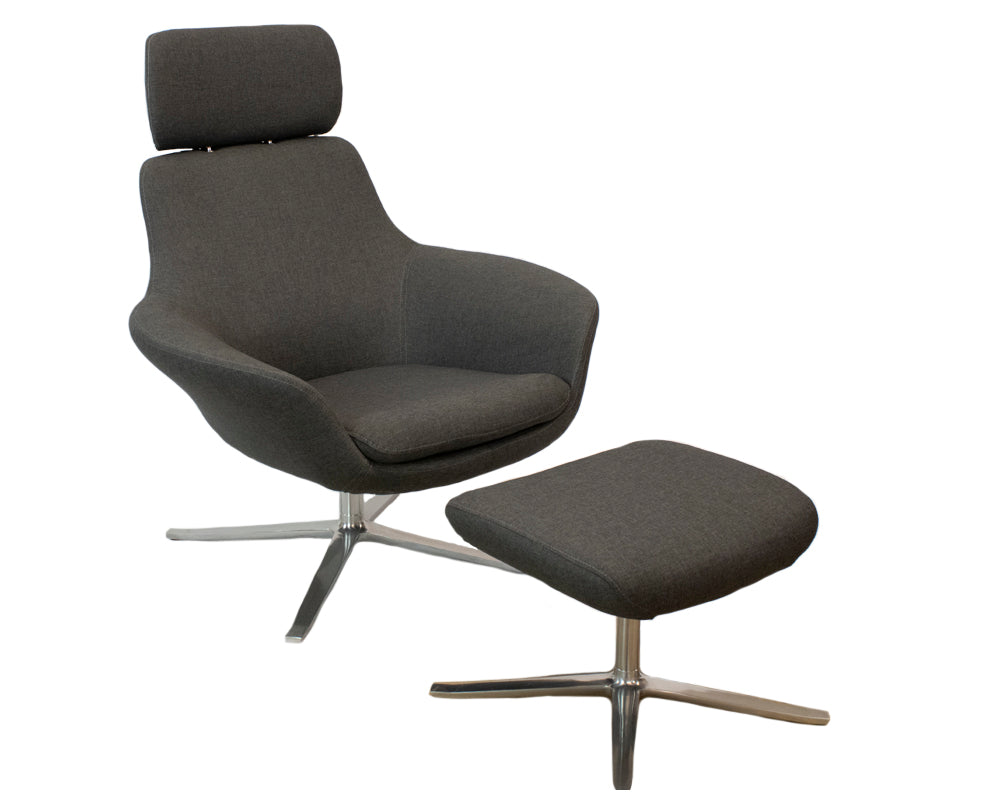 Coalesse Bob Lounge Chair & Ottoman, Grey - Preowned