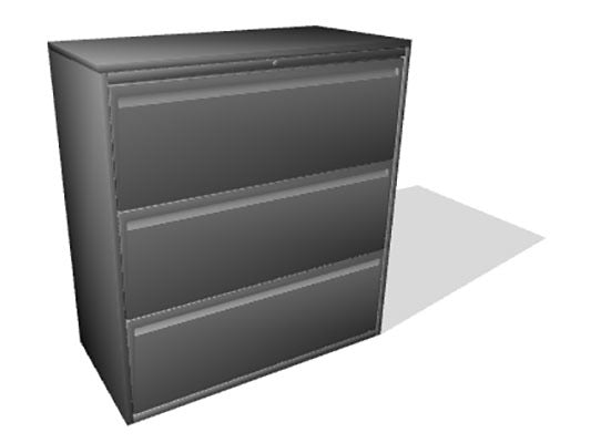 Haworth 950 Series 3 Drawer 42" Radius Case Lateral File - Repainted