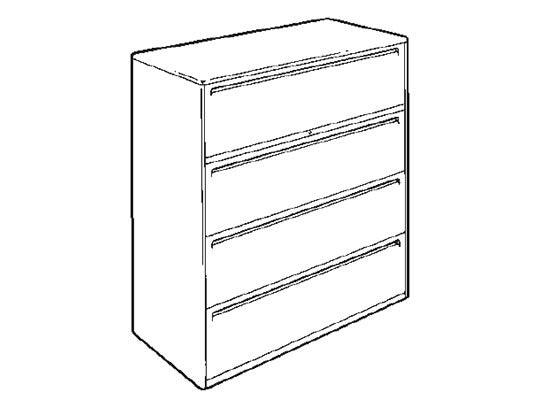 Haworth 950 Series 4 Drawer 36" Radius Case Lateral File - Repainted
