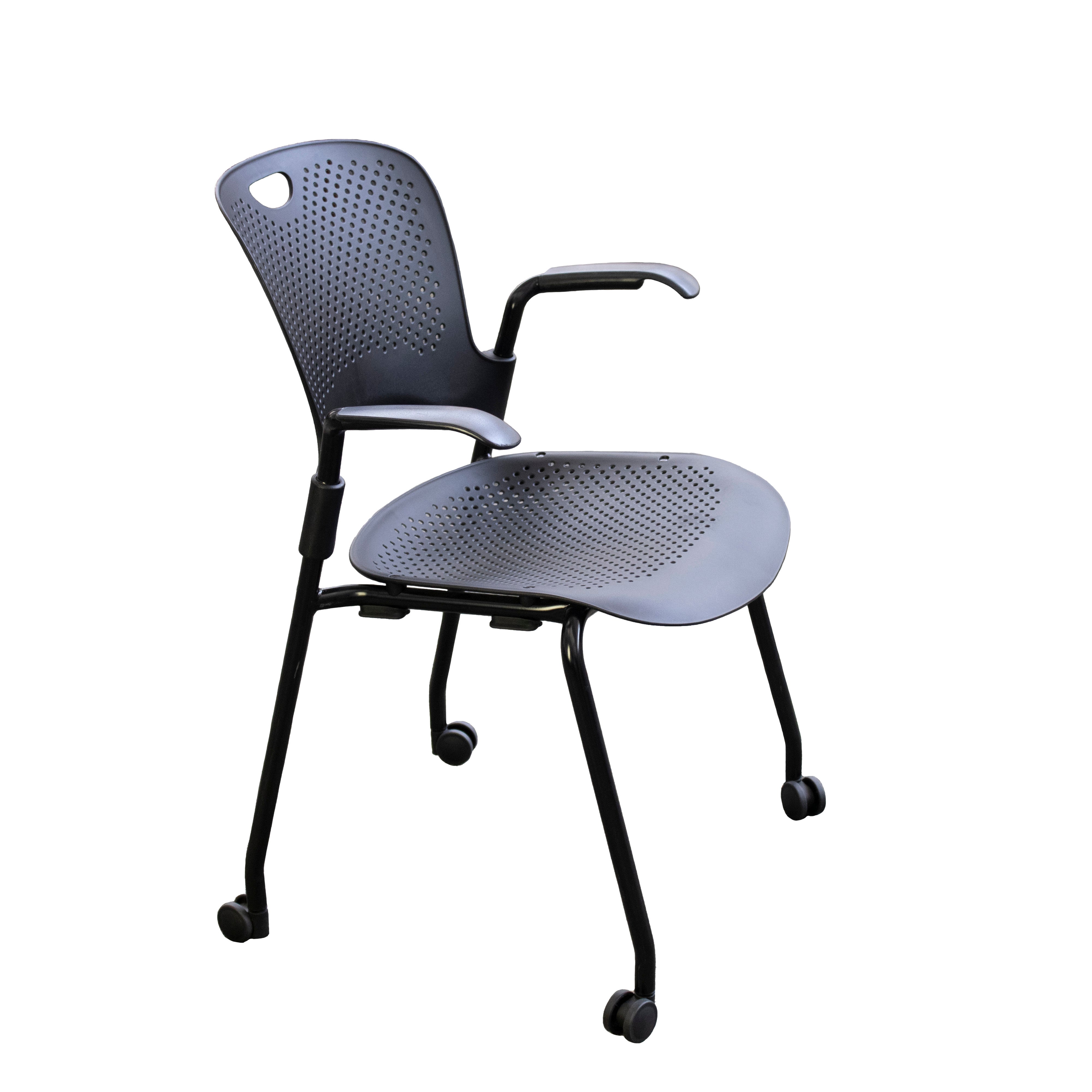 Herman Miller Caper Mobile Stack Chair w/Casters, Black - Preowned