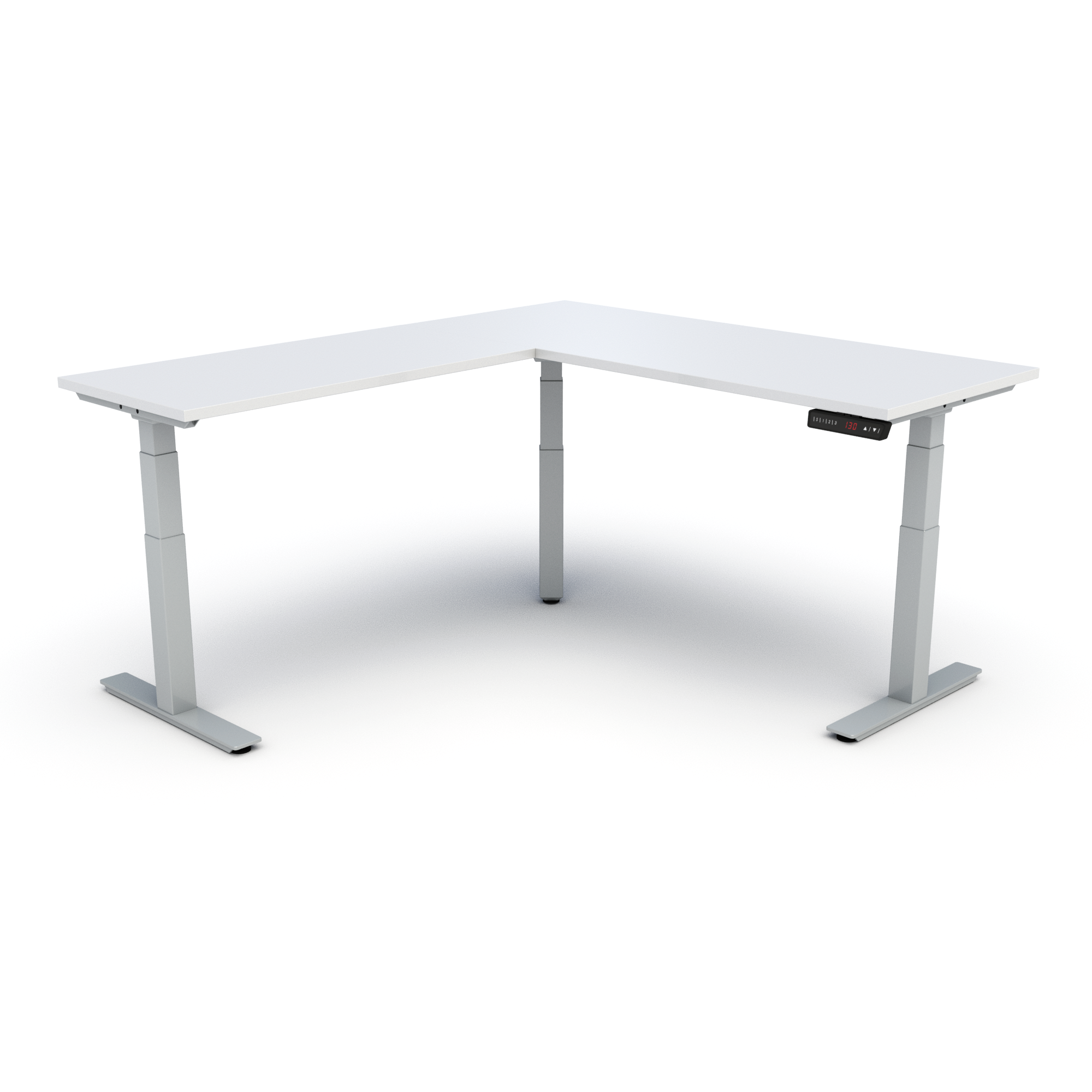 Compel Rizer Height Adjustable L Desk with Cable Management - New