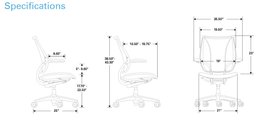 Humanscale Liberty Ergonomic Task Chair Grey Mesh - Preowned