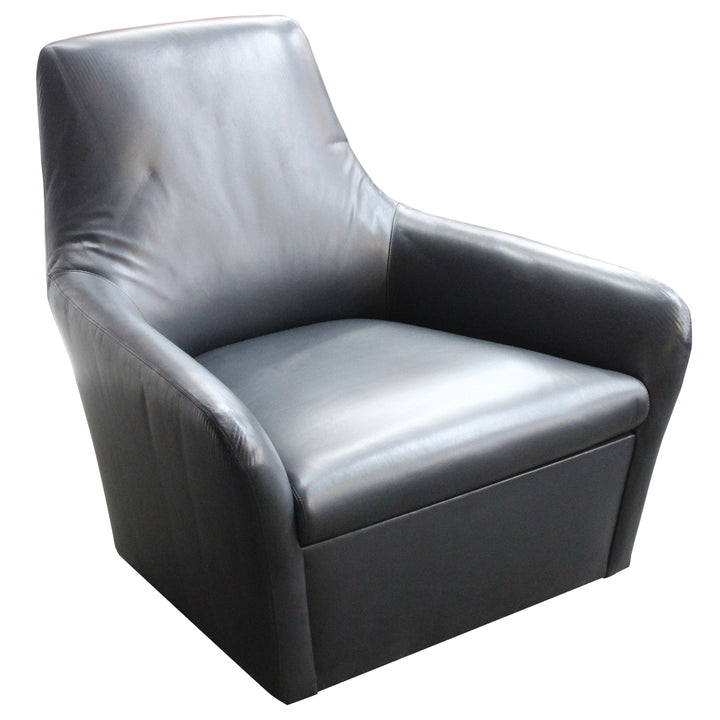 Leather Club Chair, Black - Preowned