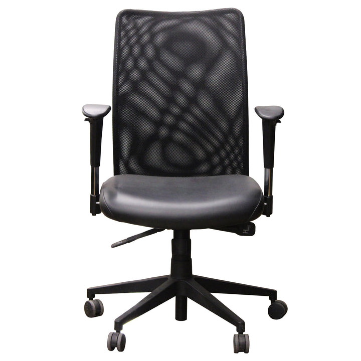 Compel Argos Task Chair w/Leather Seat, Black - Preowned