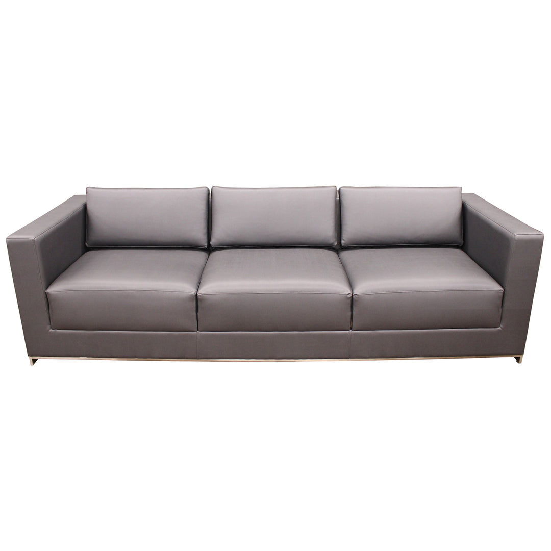 Bernhardt B. 1 Leather Sofa, Grey - Preowned