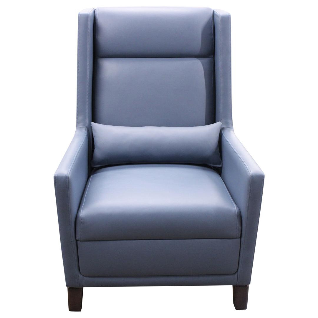 High Back Armchair with Lumbar Cushion, Blue - Preowned