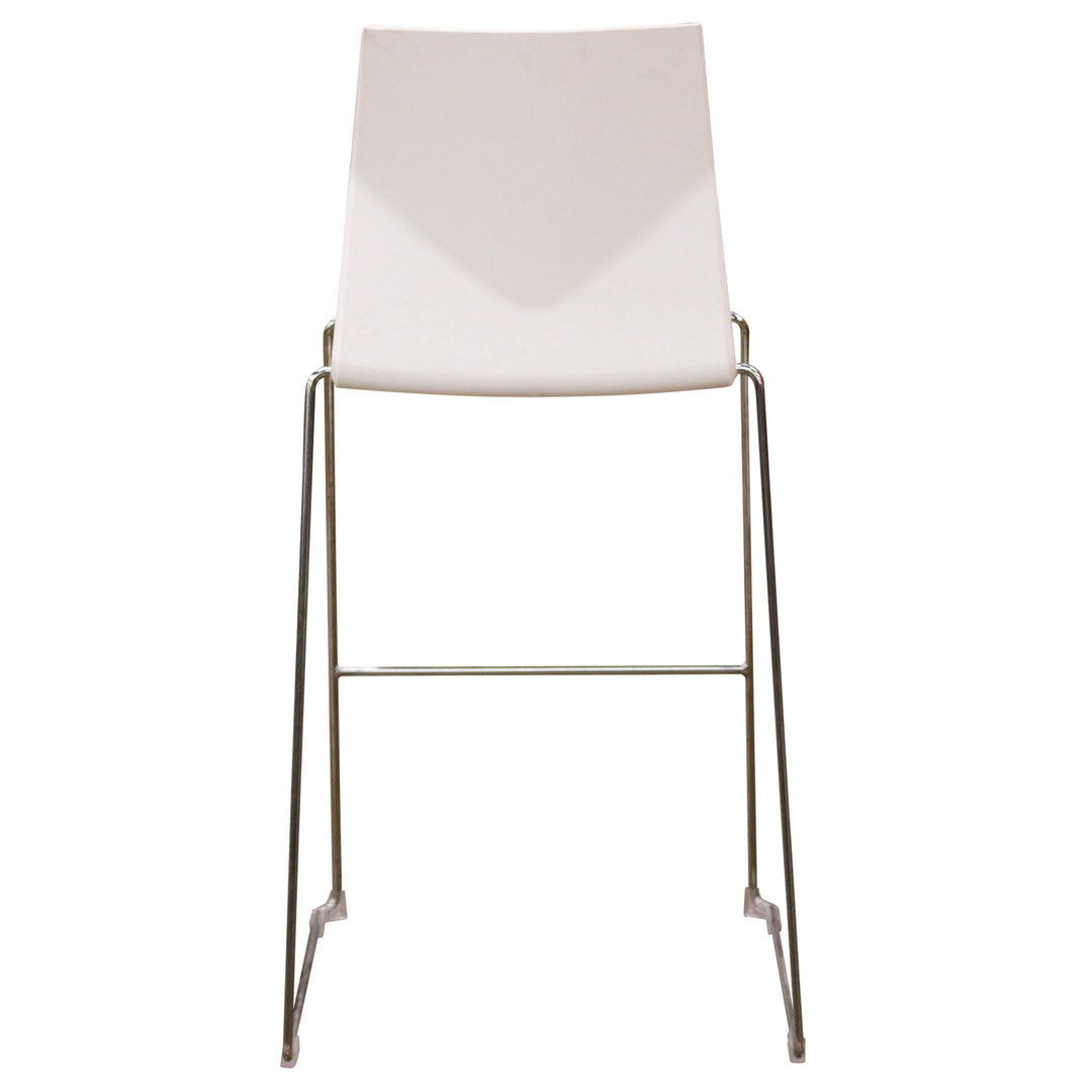 Hightower Fourcast Bar Height Stool W/Sled Base, White - Preowned