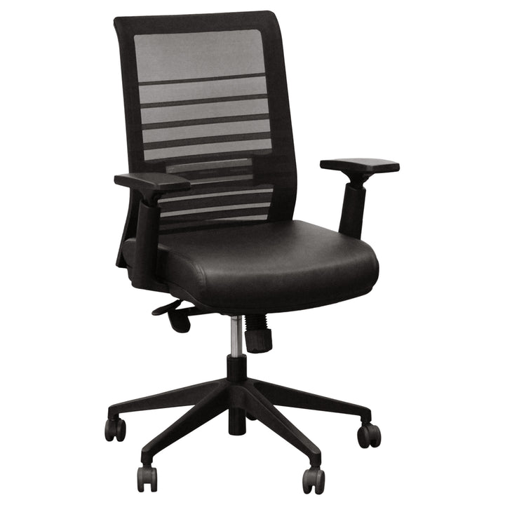Compel Lucky Task Chair, Black Leather - New CLOSEOUT