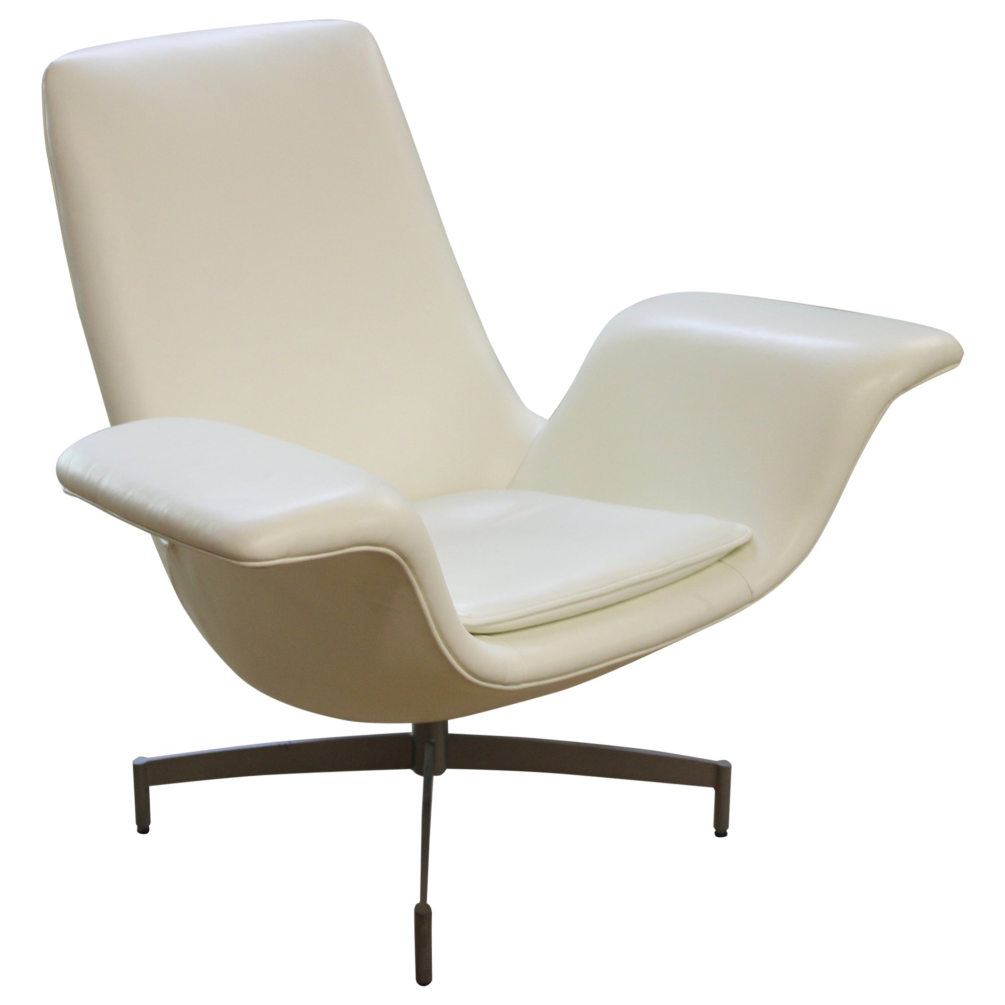 HBF Dialogue Swivel Lounge Chair - White - Preowned