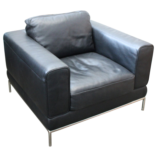 IKEA Arild Black Leather Armchair Preowned Rework Office Furniture