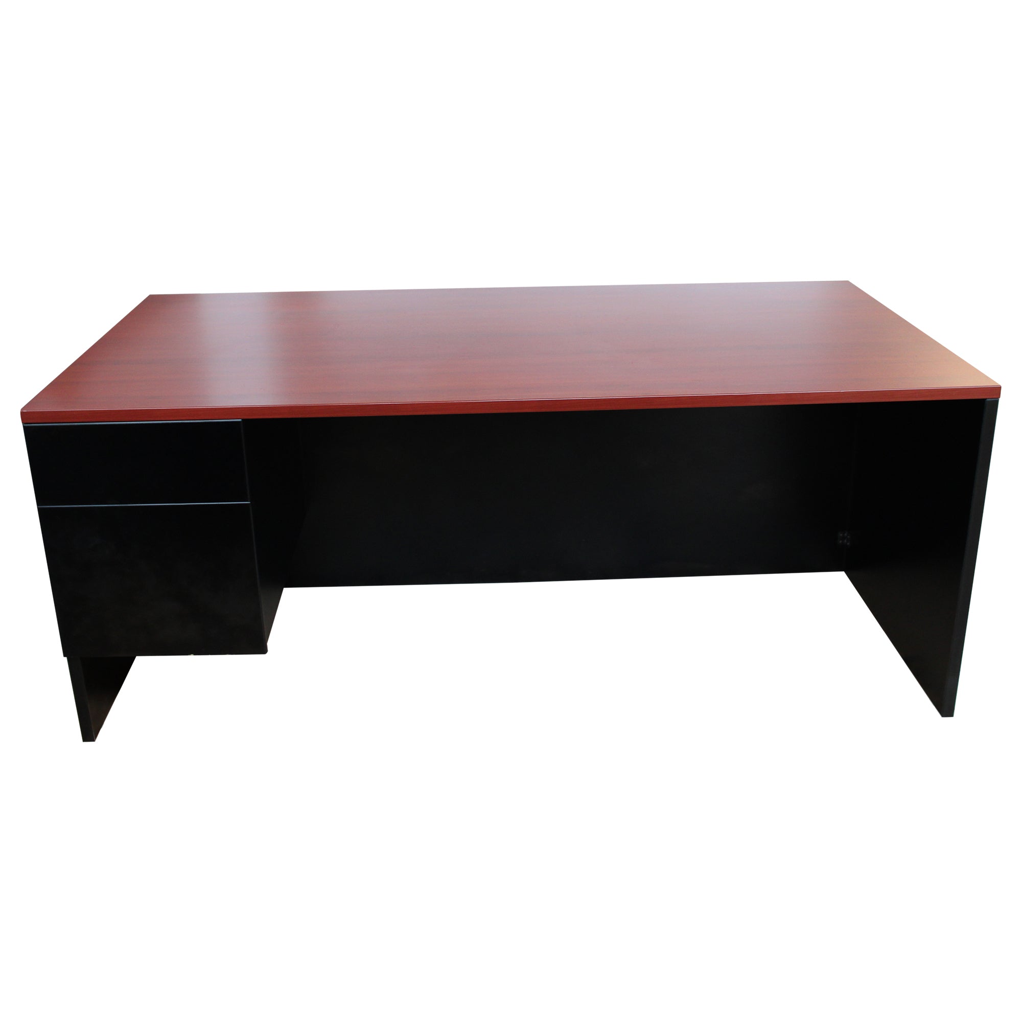 Single Ped Cherry Wood Desk - Left - Preowned