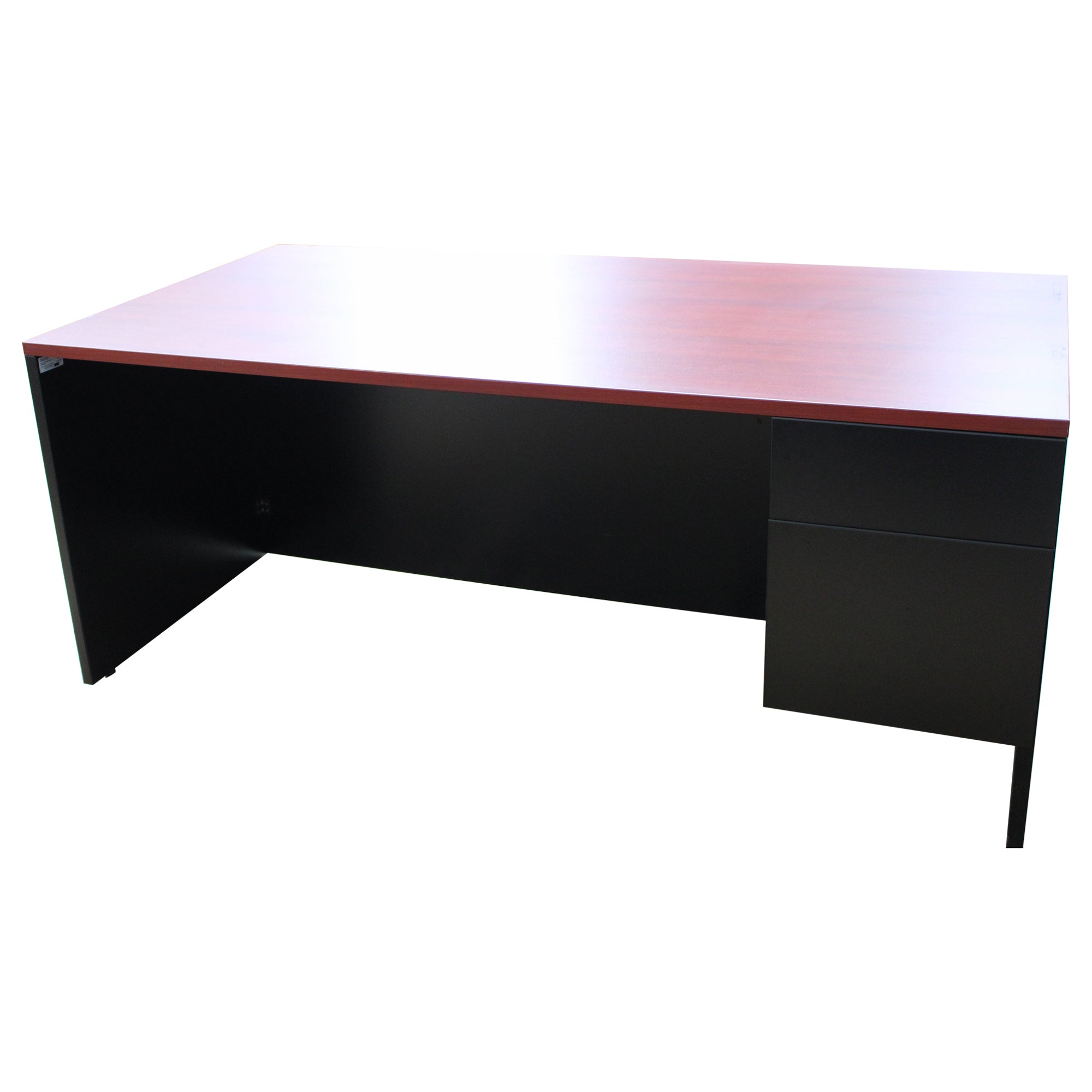 Single Ped Cherry Wood Desk - Right - Preowned