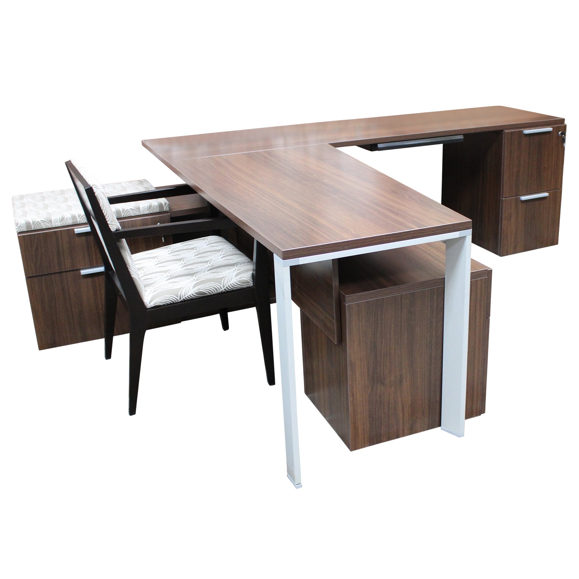 Teknion L-Shape Desk w/ Storage and Guest Chair  - New CLOSEOUT