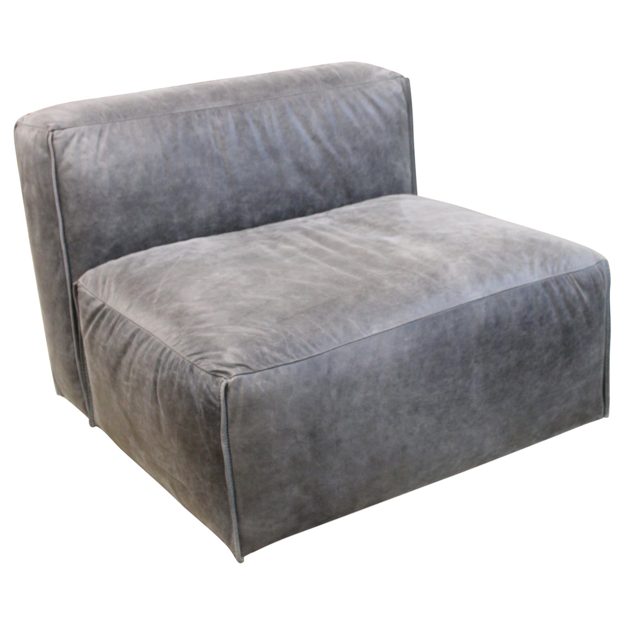 Cleon Leather Armless Lounge Chair - Preowned