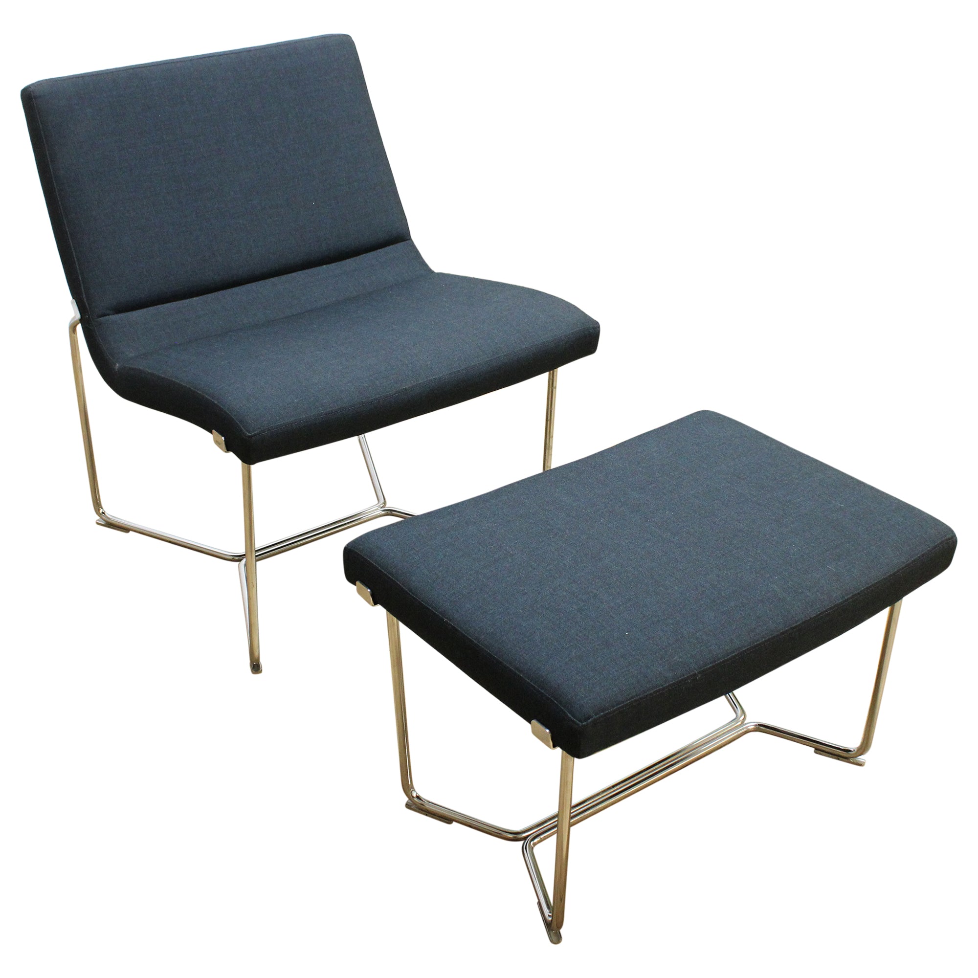 Harter Forum Seat Lounge Chair w/ Ottoman – Navy -Preowned