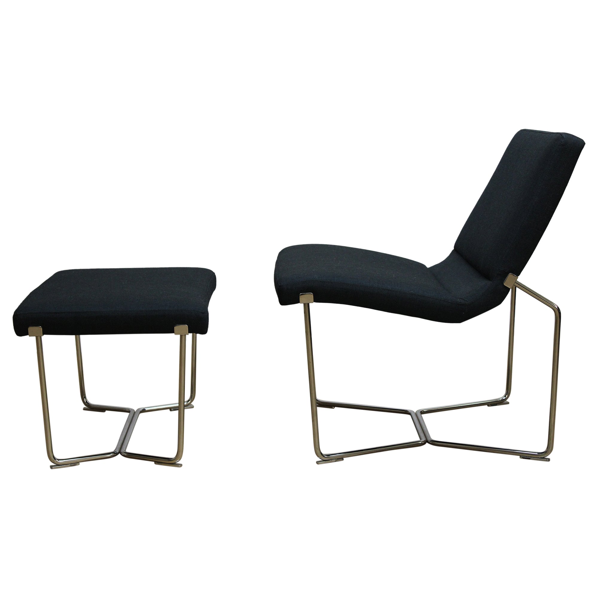 Harter Forum Seat Lounge Chair w/ Ottoman – Navy -Preowned