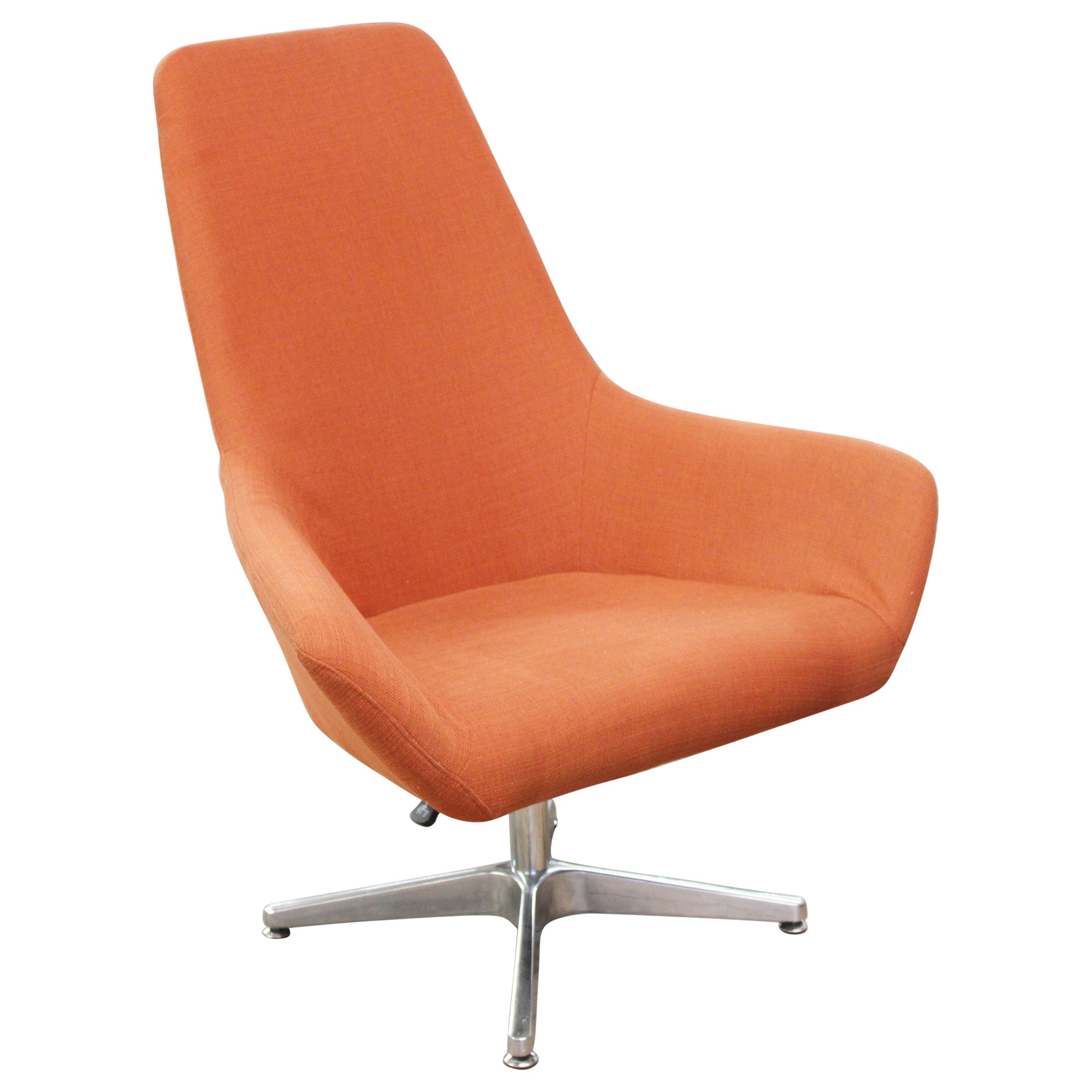 Harmony Chamber High Back Swivel Lounge Chair, Orange - Preowned