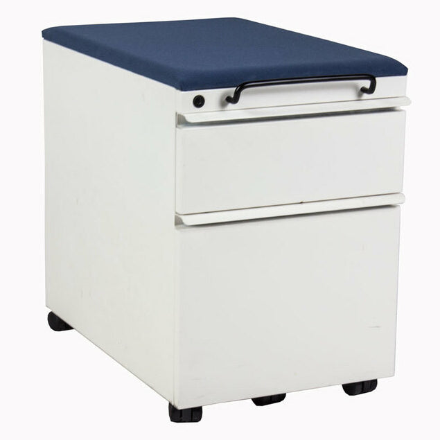 Mobile Knoll Box/File Pedestal w/ Blue Cushion - Preowned