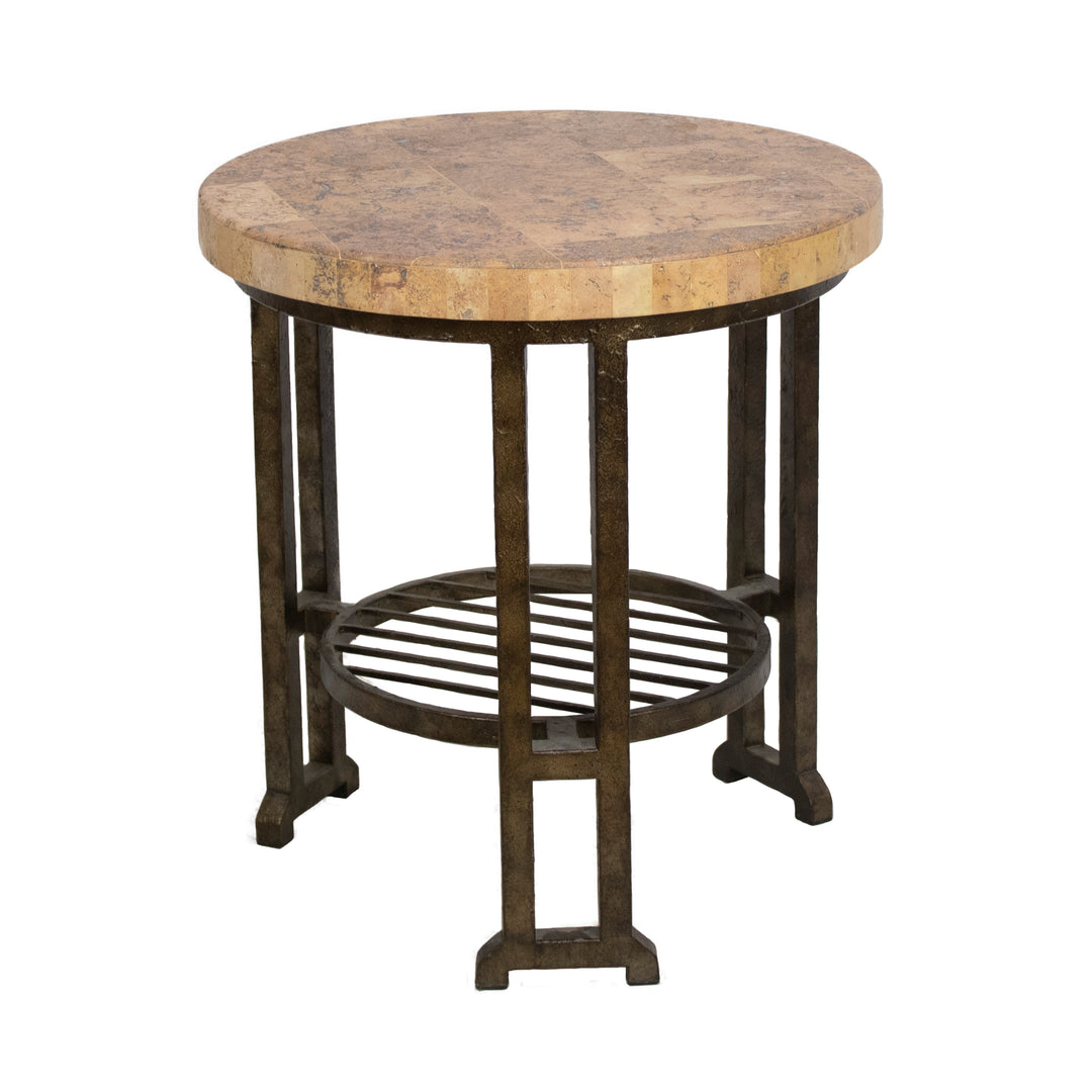 Stone Top Round Side Table 22"Hx24"W - Preowned